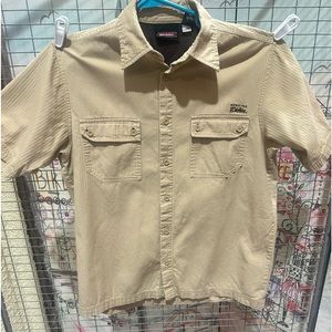 Men's Genuine Dickies Size L (42-44)  Khaki Tan Short Sleeve Work Shirt